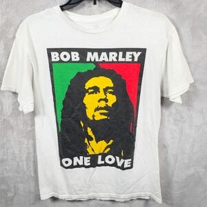 Zion Sportswear Bob Marley One Love‎ Graphic T Shirt White Mens Size M